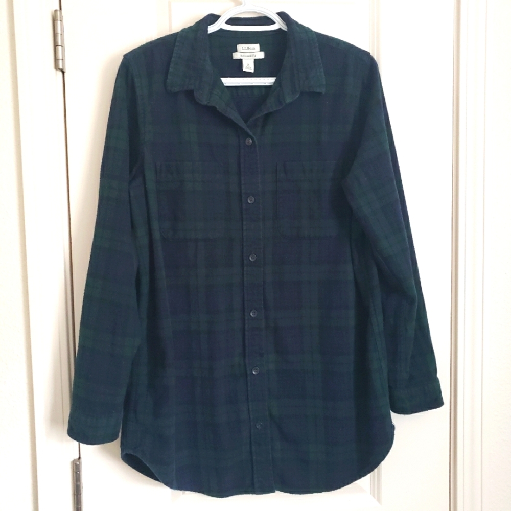 LL Bean Flannel Tunic Relaxed Fit size M
